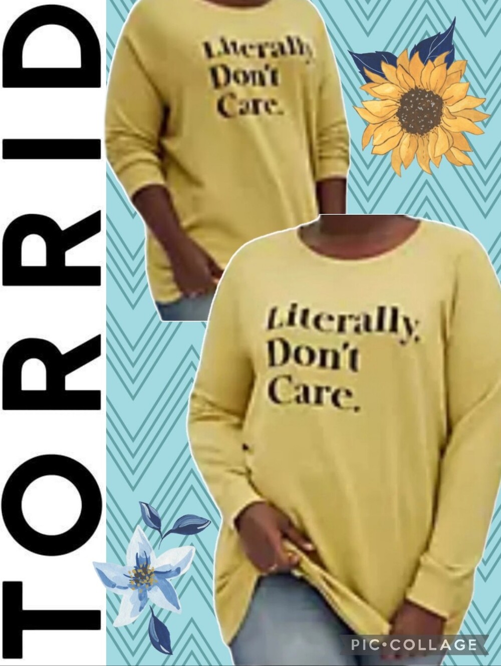 Torrid 2X Tunic Drop Shoulder Graphic Sweatshirt - Don't Care Olive Green